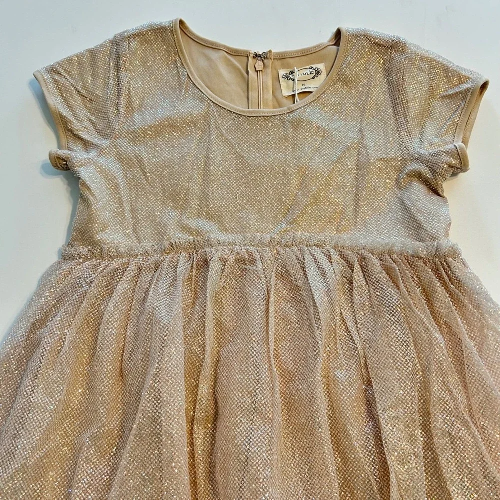 Joyfolie High Low Dress Kids 10 Champagne Gold Glitter Tiered‎ Tulle NWT